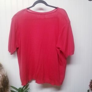 Vintage Leslie Fay Red Short Sleeve Top Size 2X